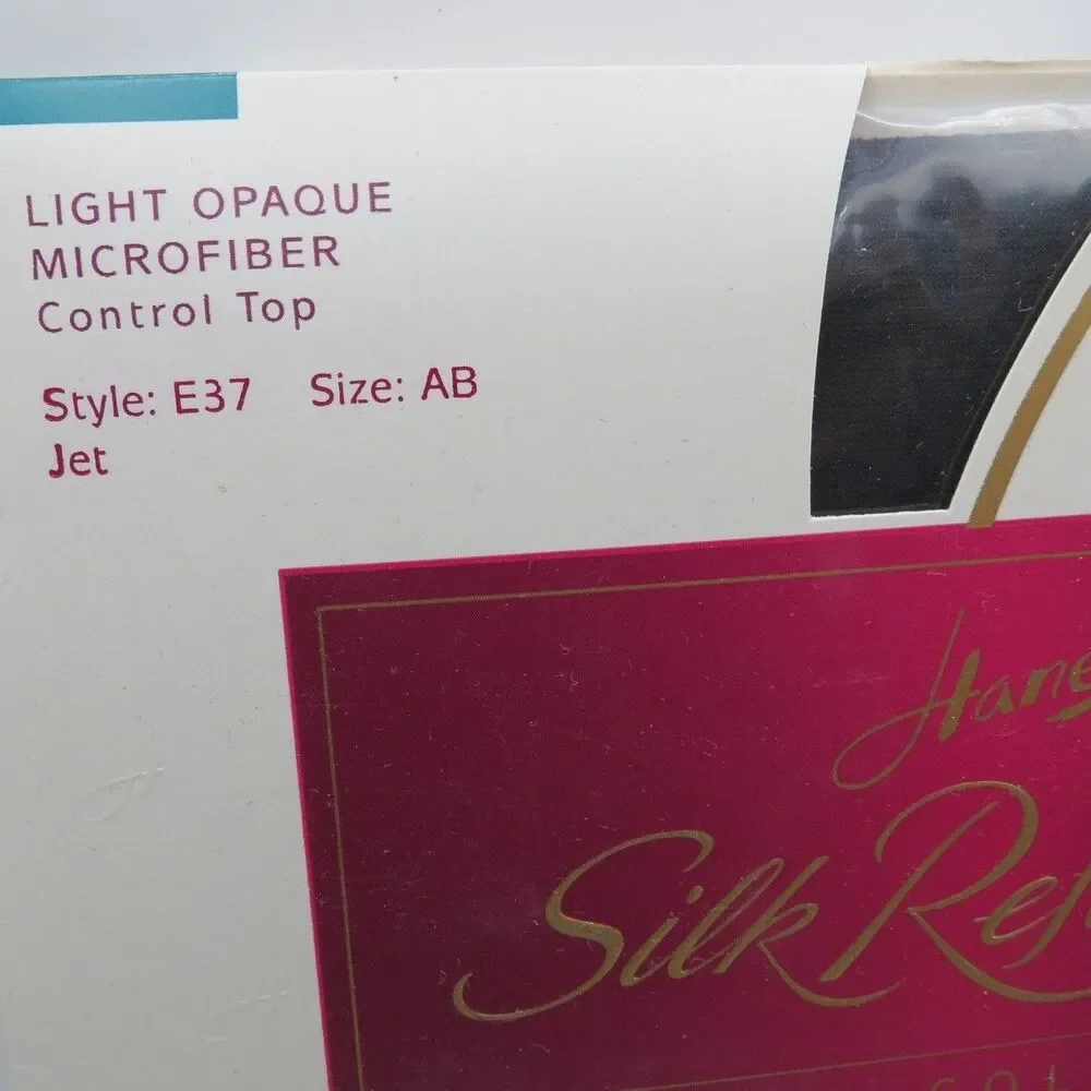 VTG Hanes Silk Reflections E37 Opaque‎ Jet Control Top Support Pantyhose Sz AB